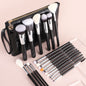 Black Silver Wood Handle Makeup Brush Set - Core Foundation Blush Eyeshadow Kit - Essential Professional Makeup Tools