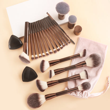 20-Piece + 2 Sponge + Storage Pouch Set Dual-Ended Multi-Function Brushes Perfectly Suited for Liquid Foundations, Concealers, and Loose Powder Blending