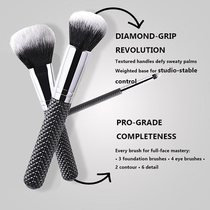 RONSHADOW BLACK DIAMOND PRO PINSELSET | *15 Pinsel in Salonqualität • Diamantgriff-Design • Reisefertig*